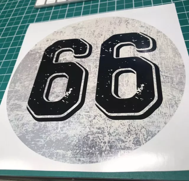 2 X Classic Retro Round Race Numbers - Vinyl Stickers/Decals Car Motorbike 200mm