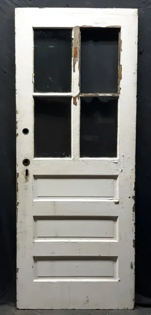 30x77.5" Antique Vintage SOLID Wood Wooden Exterior Entry Door Window Glass Lite