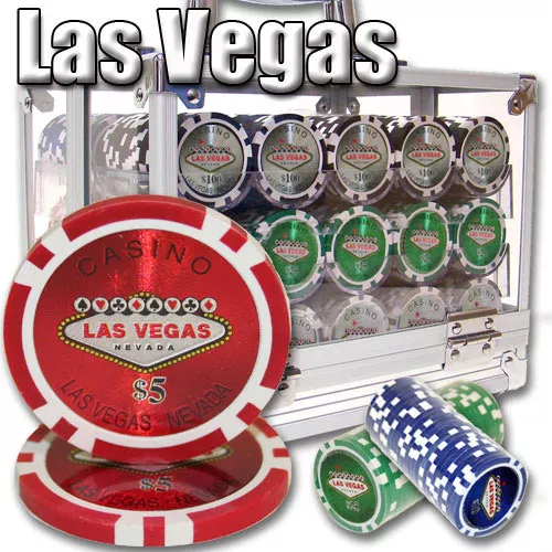 New 600 Las Vegas 14g Clay Poker Chips Set with Acrylic Case - Pick Chips!