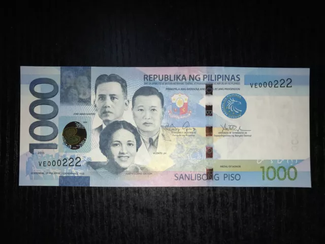 Philippines NGC 2015 1000 Pesos Banknote Fancy SN - Aquino/Tetangco