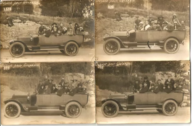 6 Photo-cartes d'automobiles anciennes dont 5 Gavarnie. Non postées.