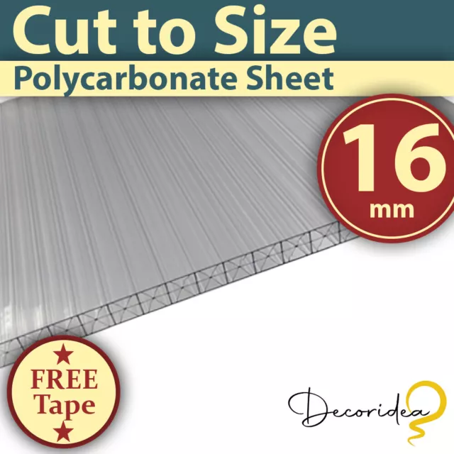16mm Clear Polycarbonate Greenhouse Roofing Sheet - UV Protection - Cut to Size