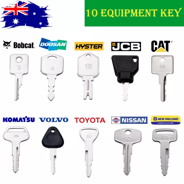 10 Forklift Keys Set For CAT Bobcat Komatsu Toyota Doosan Hyster JCB Yale Volvo