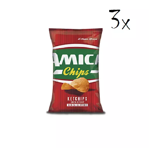 3x Amica Chips Ketchips Ketchup Patatine Kartoffelchips gesalzen 50g Kartoffel