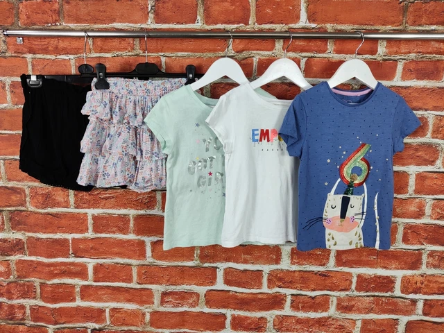 Girls Bundle Age 6-7 Years Next M&S Gap Summer Shorts Graphic T-Shirts Set 122Cm