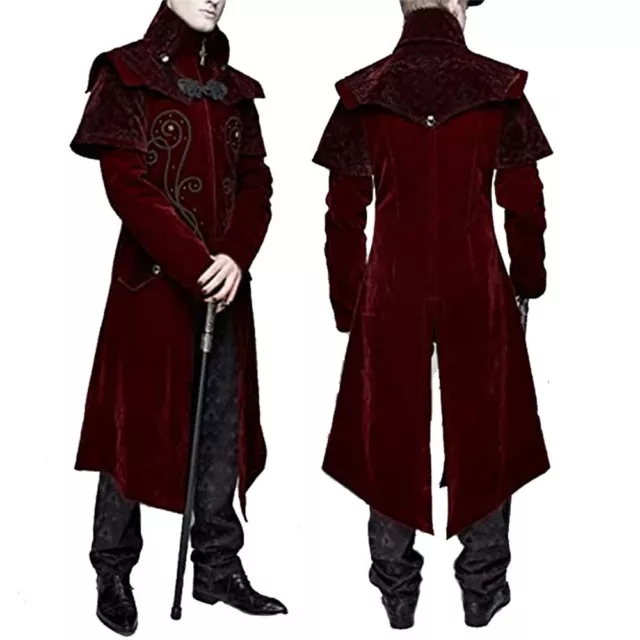 STEAMPUNK RETRO TRENCH Coat Gothic Jacket Medieval Costume Men Carnival ...