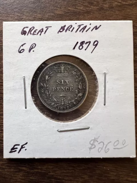 Great Britain 6 pence 1879 silver coin