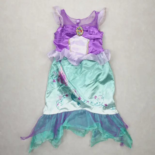 Ariel Little Mermaid Dress Disney Girls 5-6 Costume Green Purple As Is
