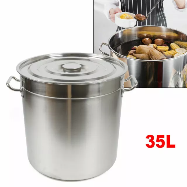 35L Suppentopf Mit Deckel  Edelstahl Gastro Kochtopf Induktion Topf 35x26CM