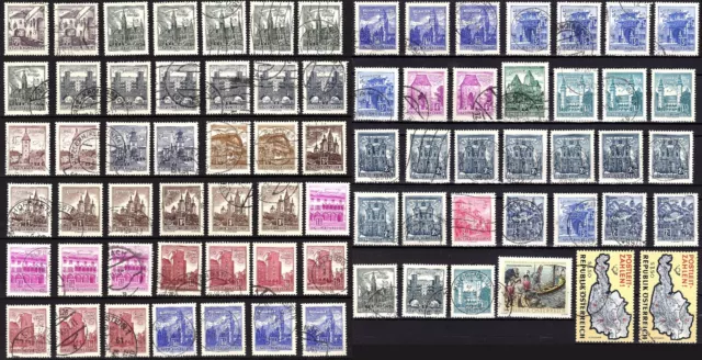 Lot de 76 timbres oblitérés 1957 à 1966 Autriche OSTERREICH en séries