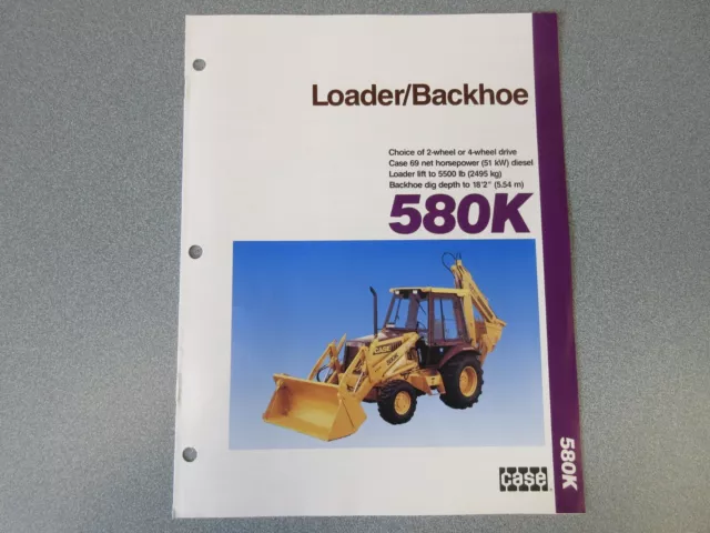 Case 580K Loader Backhoe Sales Brochure 8 Page Good Condition