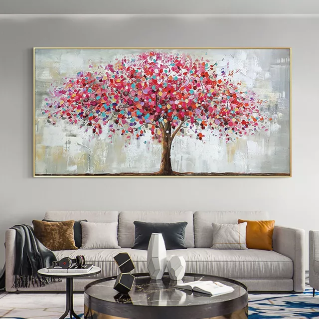 Mintura Handpainted Tree Flowers Oil Painting On Canvas Home Decoration Wall Art 3