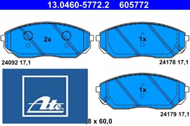 Ate 13.0460-5772.2 Bremsbelagsatz für Scheibenbremse Bremsbelagsatz für Kia