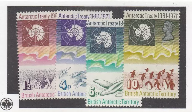 Br. Antarctic Terr. (Mk6533) # 39-42 Vf-Mlh Antarctic Treaty /1961-1971  Cv $54