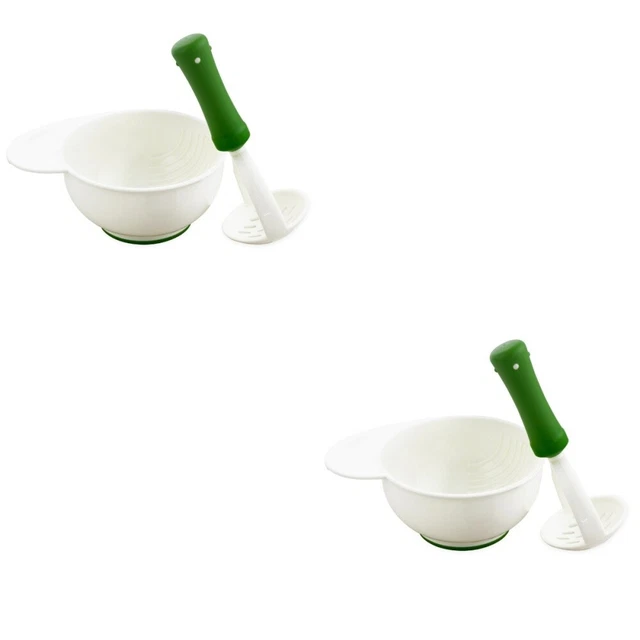 Juego de 2 juegos de tazón triturador de patatas colador de alimentos para bebés tazón triturador para bebés