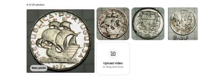 2 Portugal Silver Coins 1944/1951 - 2.5 Escudo  Fine / BU Choice Uncirculated