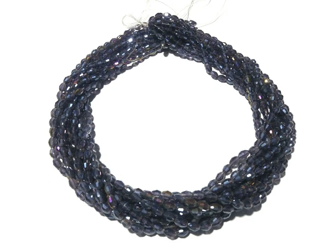 5 Strand Mystic Iolite Quartz Barrel Faceted 4x6mm Hydro Loose Beads 13"inch