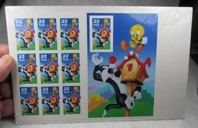 Full Pane SYLVESTER AND TWEETY .32(10) U S Stamps Warner Bros