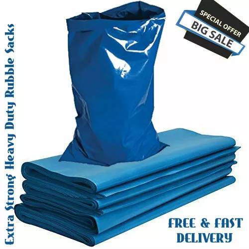 500 Gauge BLUE Extra Strong Heavy Duty Rubble Sacks High Strength Bags Builders