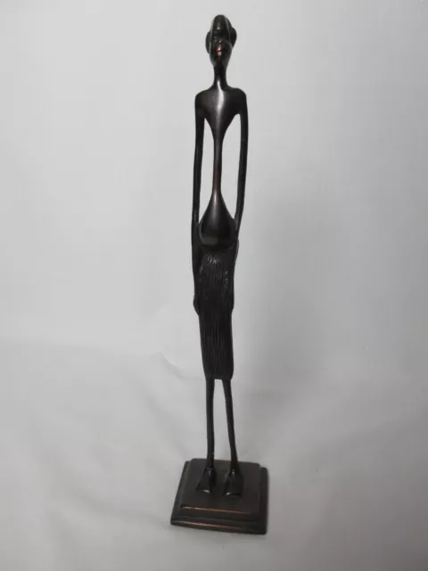 Vintage Cast Bronze African Figurine, 30.5cm Tall