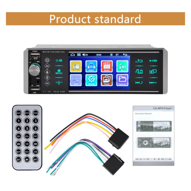 4" Simple 1 Din Écran tactile Autoradio Bluetooth Lecteur MP5 HD FM/AUX/TF/USB