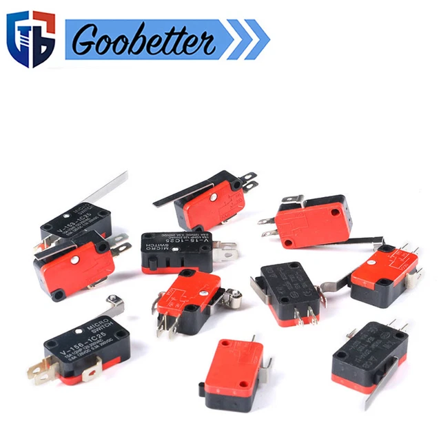 EMagTech 5Pcs 3-Pin V3 Microswitch NO/NC 16A 250VAC Micro Switch Long