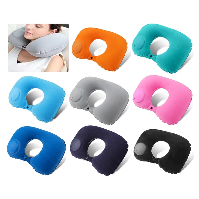 1x Portable Inflatable U Shaped Travel Neck Pillow Car Flight Head Rest Cushion