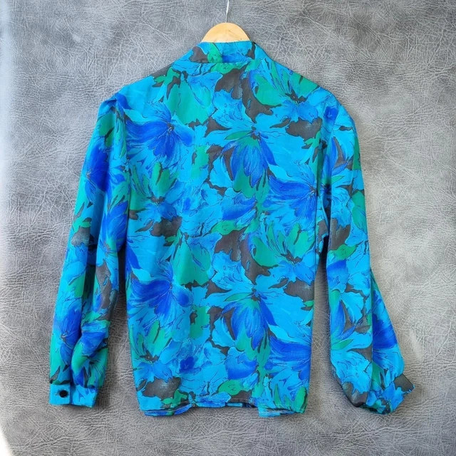 80s Vintage Blouse Womens Summer Blouse Long Sleeve Shirt Floral Top Ladies 3