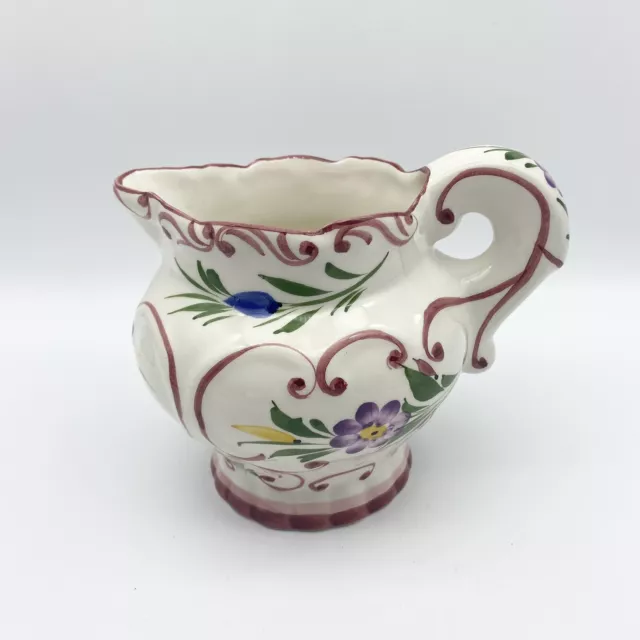 Vintage RCCL Hand Painted Ceramic Pitcher, Floral Design, Made in Portugal