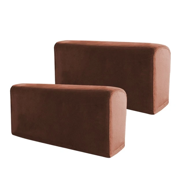 2 Copribraccioli Elasticizzati In Ciniglia Antiscivolo Per Divani E Poltrone Con Perni Girevoli - Crema - 3