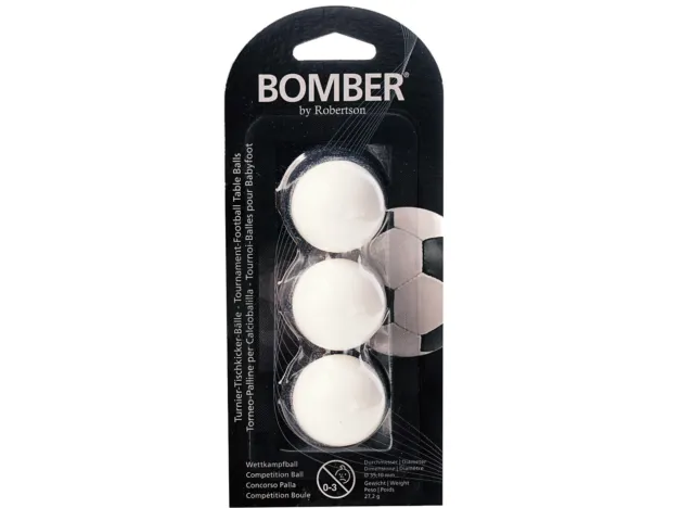 Kickerball Profi Bomber 3er Set  Weiß  Tischfußball Kicker Ball Wettkampfbälle