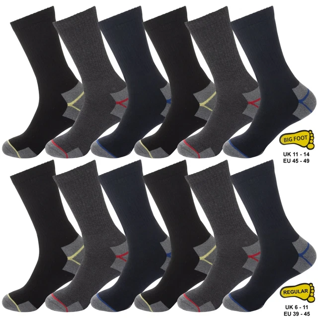 Uomo Spesso Work Socks Cuscino Suola Resistente Lavoro Calzino Taglie 6-11,
