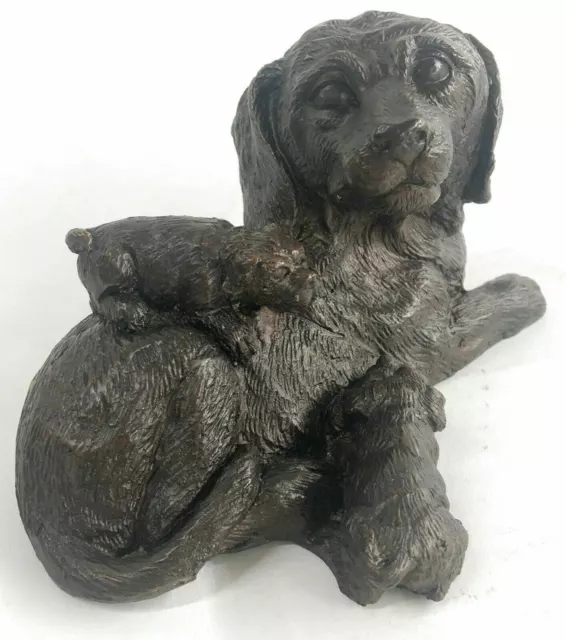 Art Déco Détaillé Labrador Retriever Chien Intérieur / Extérieur Bronze Affaire