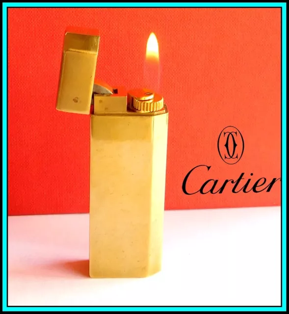 Gold Plated PENTAGON "Le Must de CARTIER" plain pattern LIGHTER - JUST SERVICED