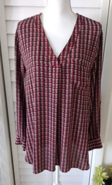 Lord & Taylor women's tunic v-neck roll tab sleeve lightweight blouse 1X