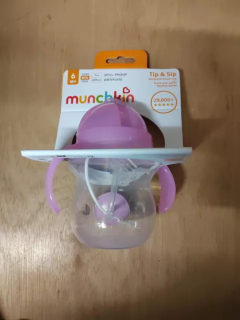 Munchkin Baby Cup Click Lock Tip and Sip Weighted Straw Cup Purple 7oz 207ml 6m+