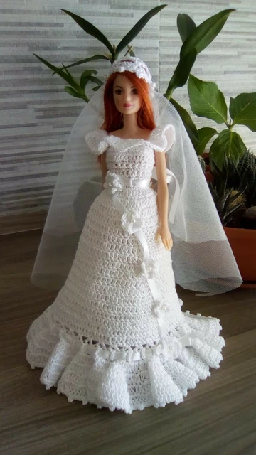 VESTITI BARBIE DA sposa + cappello + cuffia con velo + sottogonna