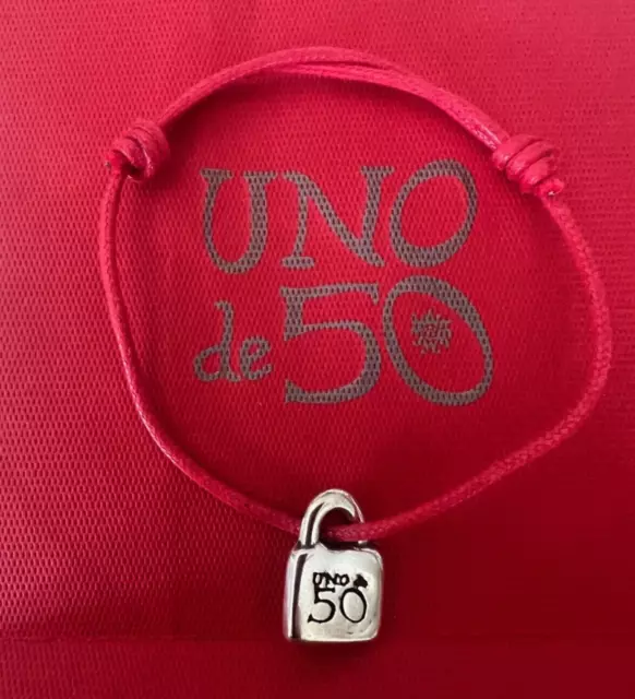 UNO DE FIFTY 50 Bracelet red cord silver charm locket Cincuenta Spanish ...
