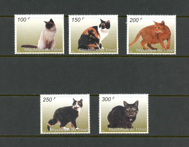P409 Chad 1998 Katzen 5v. MNH