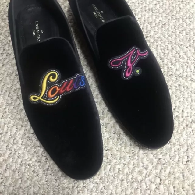 LOUIS VUITTON Auteuil line Loafers Dress shoes Navy Velvet 1A32RS