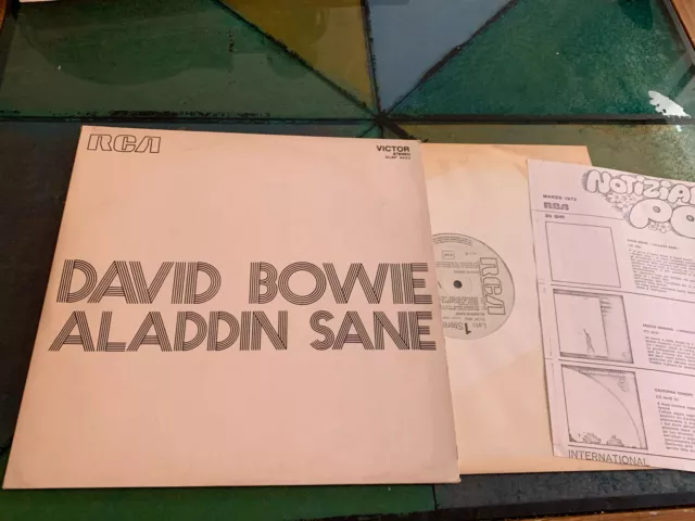 LP ITALY 1973 FOTO E INS. David Bowie Aladdin Sane Promo White Label Pre-release