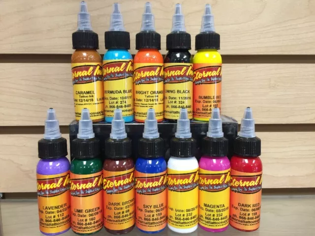Eternal Tattoo Ink 12 Color Primary Ink Professional Set 1 Ounce 100% Authentic