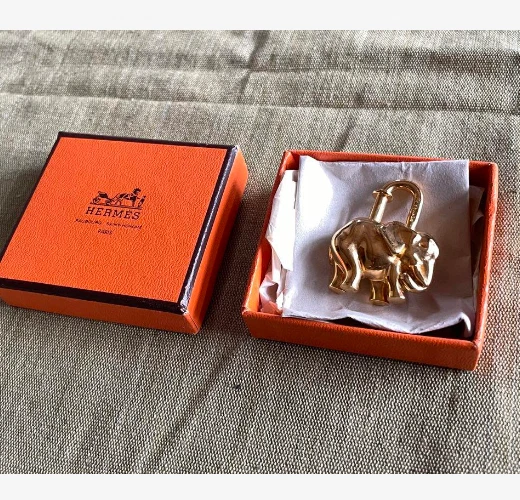 HERMES ELEPHANT Cadena 013248CA Key Ring  #246-000-364-7820 box used