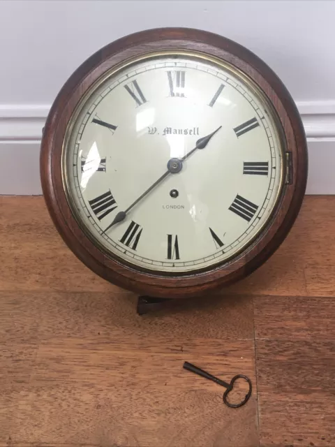 Antique 9 Inch Dial Chain Fusee  Mahogany Wall Clock - W Mansell London 1840