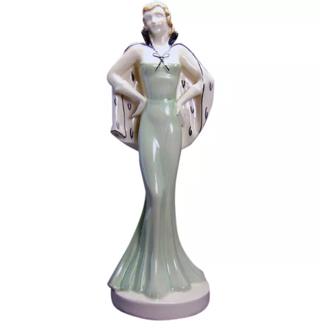 Art Deco Czechoslovakian Ceramic Woman Statue