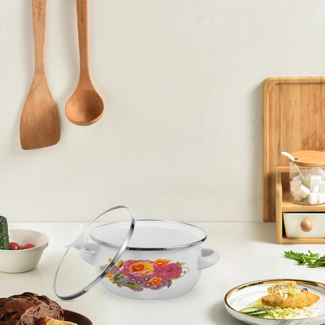 3 ollas pequeñas para cocina, olla esmaltada, sartén apilable, ollas,