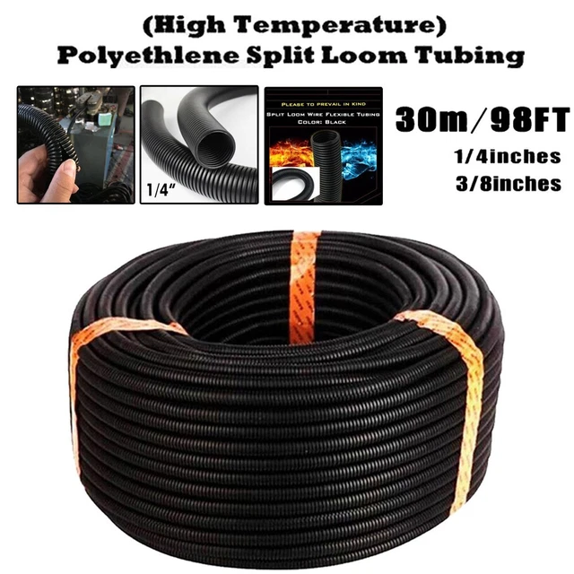 Split Telaio 1/4 3/8 Nero 98 FT Filo Cablaggi Wrap Cover Manica Conduit