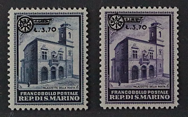 San Marino  206-07 *  1934, Freimarken Provisorien 3,70 L. komplett, KW 350,- €