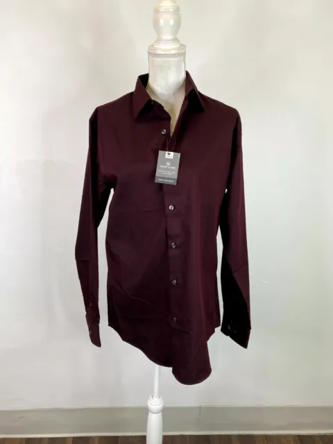 Van Heusen Men's Burgundy Classic Fit  Long Sleeve Shirt Sz S  14 1/2