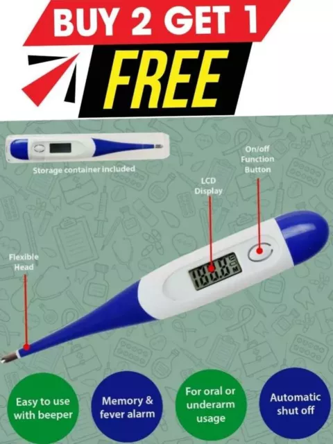 Digital LCD Thermometer Medical Oral, Under Arm, Baby, Adult thermometer 🇬🇧